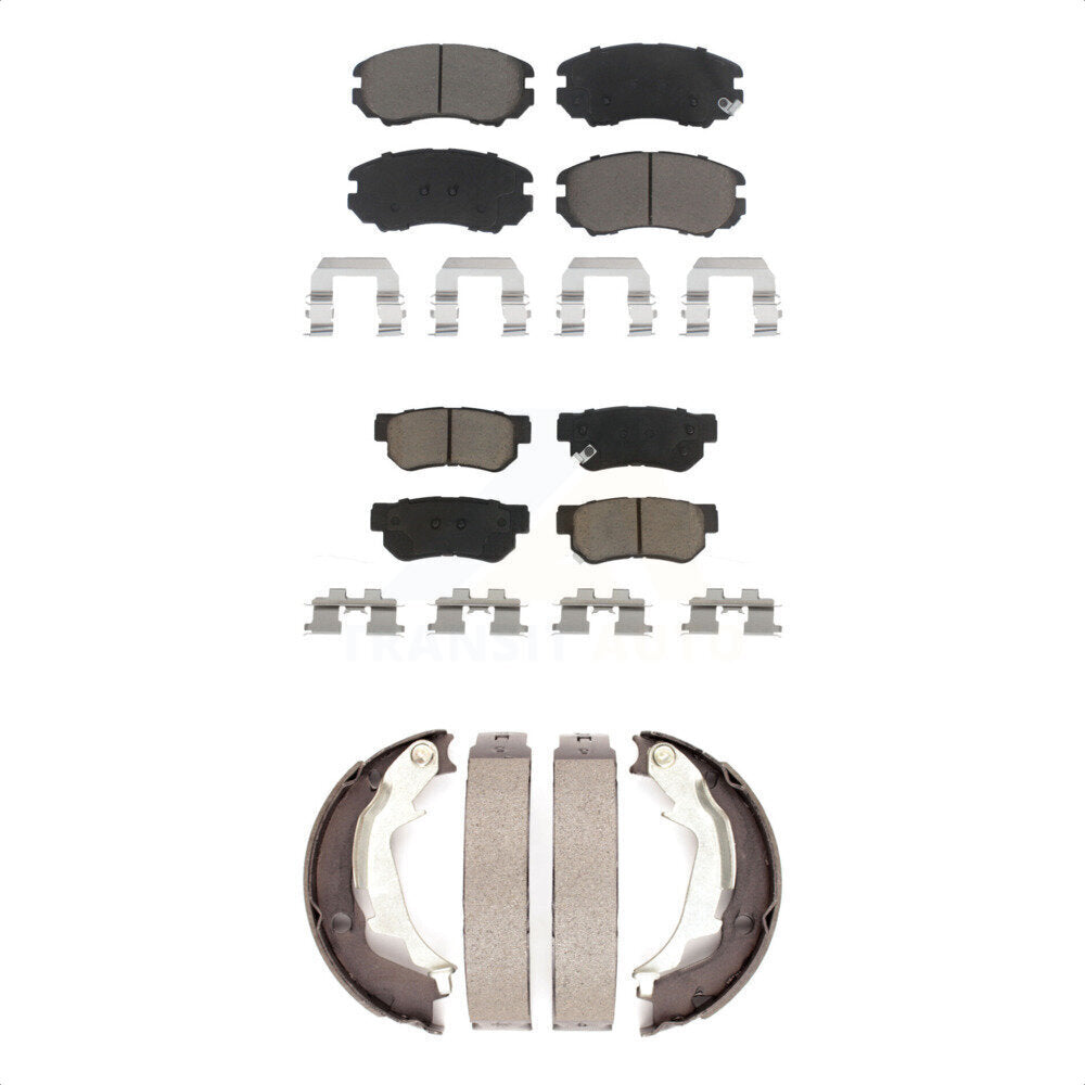 Ceramic Brake Pads And Parking Shoe Front Rear Kit For Hyundai Sonata Kia Optima