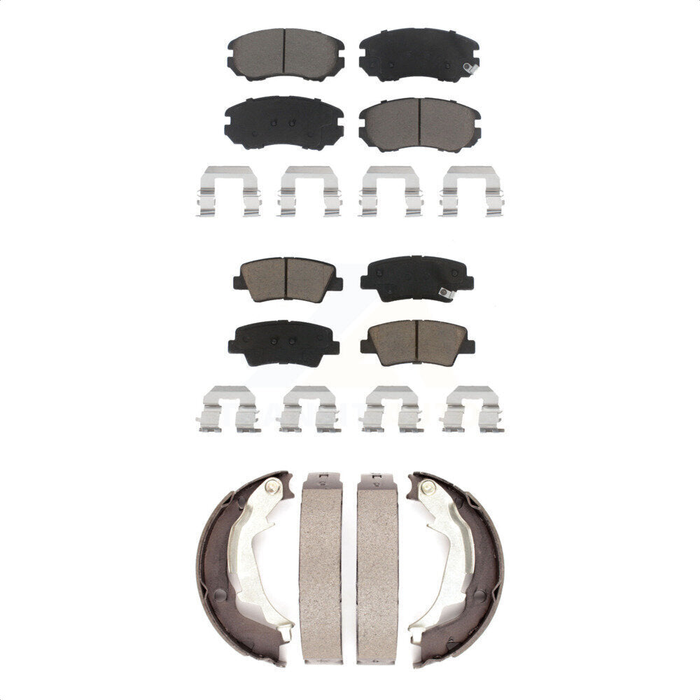 Ceramic Brake Pads And Parking Shoes Front Rear Kit For 2010-2013 Kia Soul