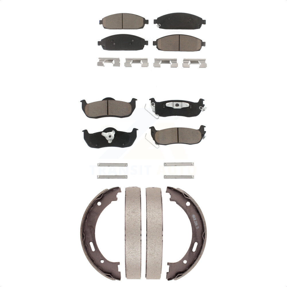 Ceramic Brake Pads Parking Shoe Front Rear Kit For Jeep Grand Cherokee Commander