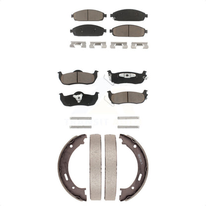 Ceramic Brake Pads Parking Shoe Front Rear Kit For Jeep Grand Cherokee Commander