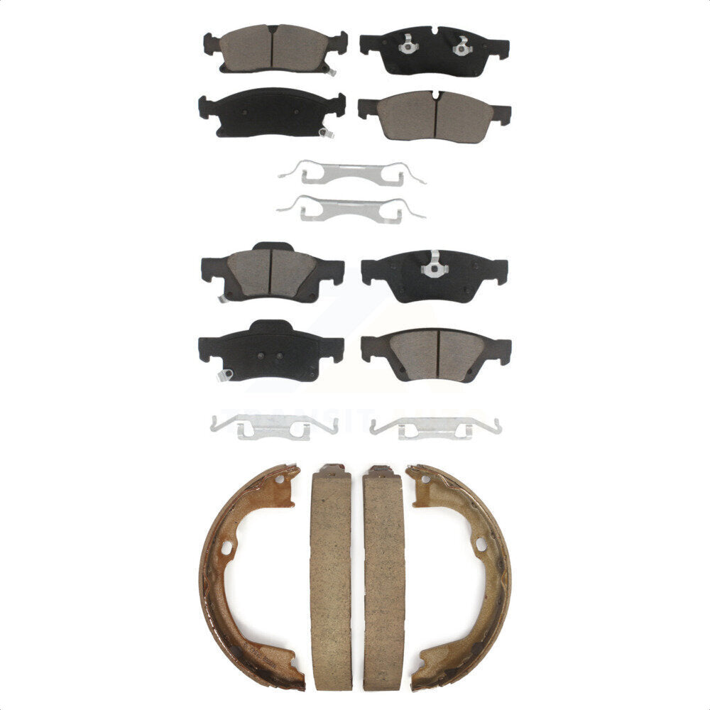 Ceramic Brake Pads & Parking Shoe Front Rear Kit For Dodge Durango Jeep Grand WK