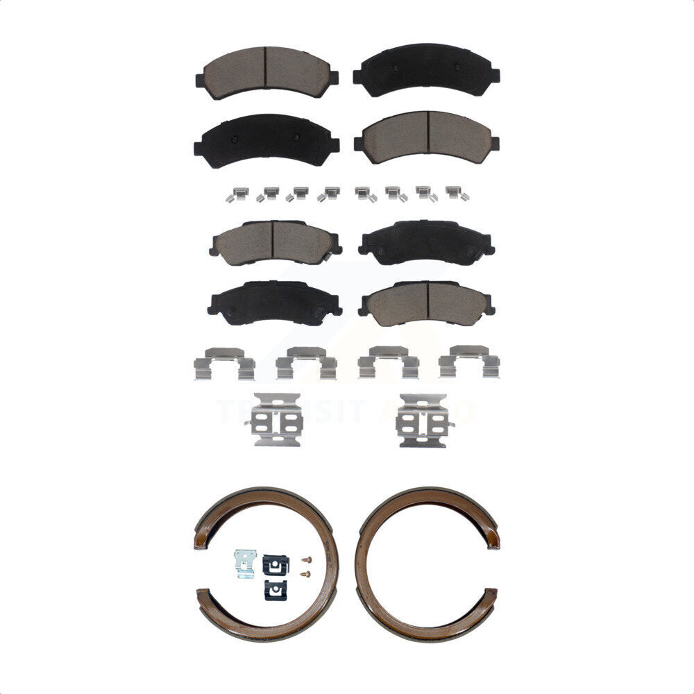 Ceramic Brake Pads And Parking Shoes Front Rear Kit For Chevrolet GMC Blazer S10