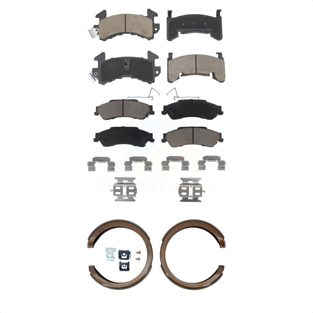 Ceramic Brake Pads And Parking Shoes Front Rear Kit For Chevrolet S10 GMC Sonoma