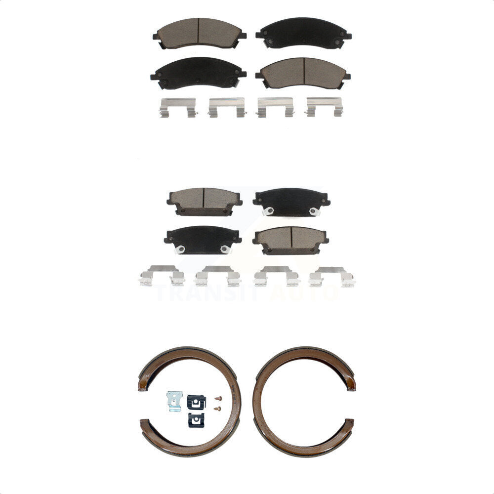 Ceramic Brake Pads And Parking Shoes Front Rear Kit For Cadillac CTS SRX