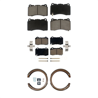 Ceramic Brake Pads And Parking Shoes Front Rear Kit For Cadillac CTS STS