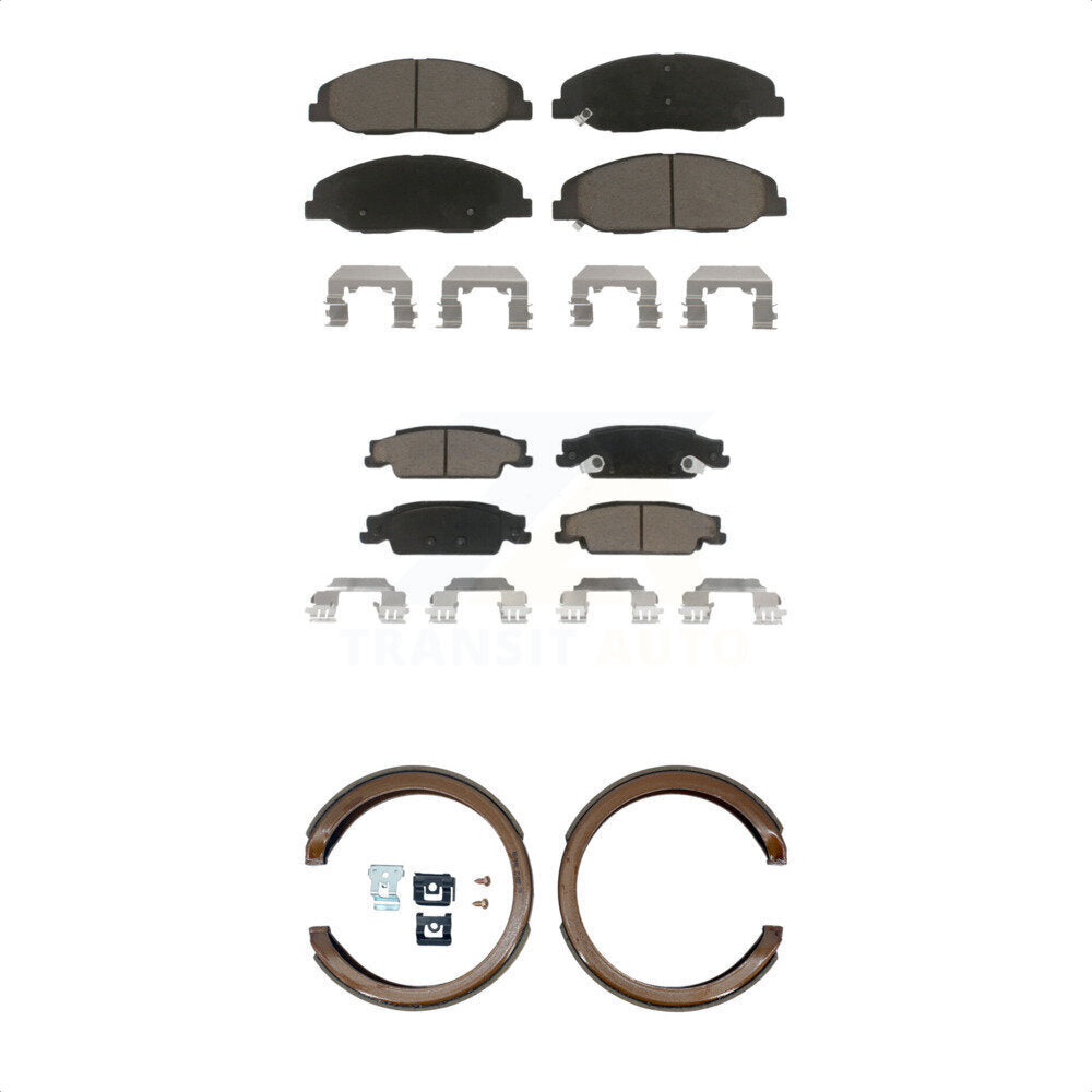Ceramic Brake Pads Parking Shoe Front Rear Kit For Cadillac STS With Base Brakes
