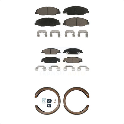 Ceramic Brake Pads Parking Shoe Front Rear Kit For Cadillac STS With Base Brakes