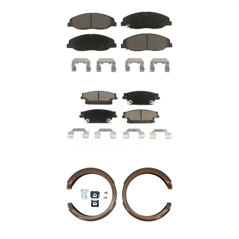 Ceramic Brake Pads And Parking Shoes Front Rear Kit For Cadillac STS
