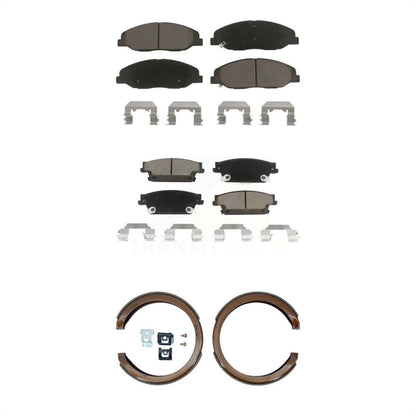 Ceramic Brake Pads And Parking Shoes Front Rear Kit For Cadillac STS