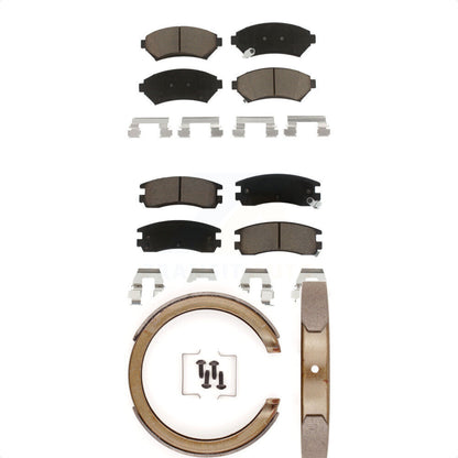 Ceramic Brake Pads Parking Shoes Front Rear Kit For Chevrolet Impala Buick Grand