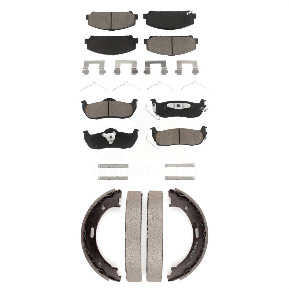 Ceramic Brake Pads And Parking Shoes Front Rear Kit For Nissan TITAN Armada