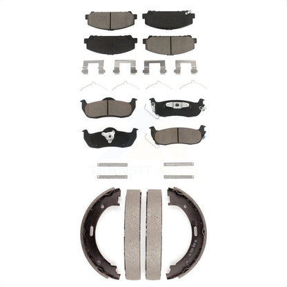 Ceramic Brake Pads And Parking Shoes Front Rear Kit For Nissan TITAN Armada