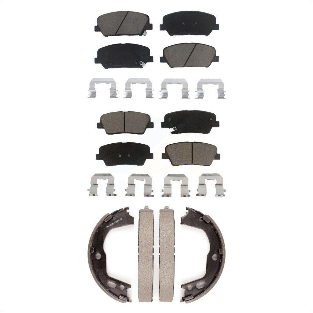 Ceramic Brake Pads And Parking Shoes Front Rear Kit For Hyundai Genesis Coupe