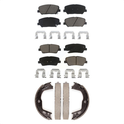 Ceramic Brake Pads And Parking Shoes Front Rear Kit For Hyundai Genesis Coupe