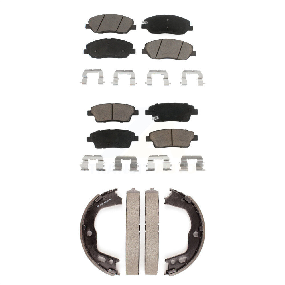 Ceramic Brake Pads And Parking Shoes Front Rear Kit For Hyundai Genesis 3.8L