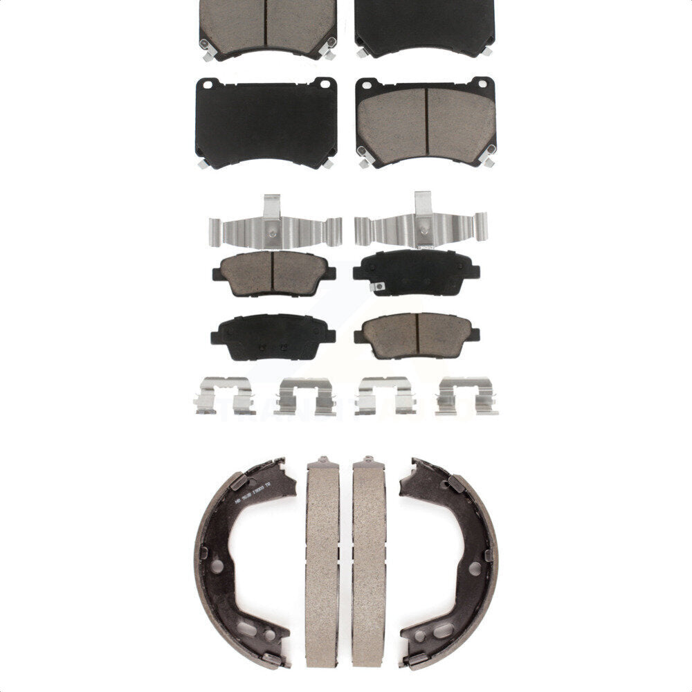 Ceramic Brake Pads And Parking Shoes Front Rear Kit For Hyundai Genesis