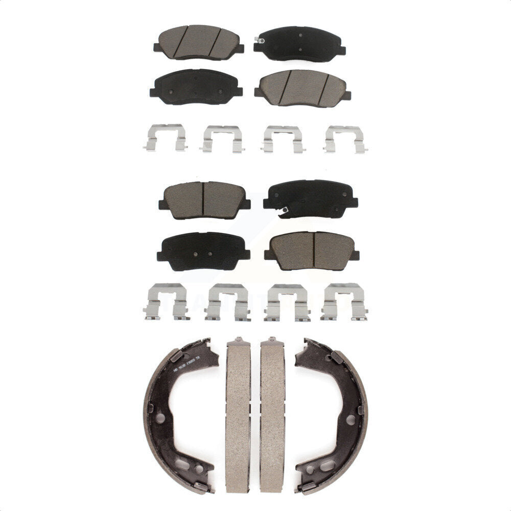 Ceramic Brake Pads And Parking Shoes Front Rear Kit For Hyundai Genesis 3.8L