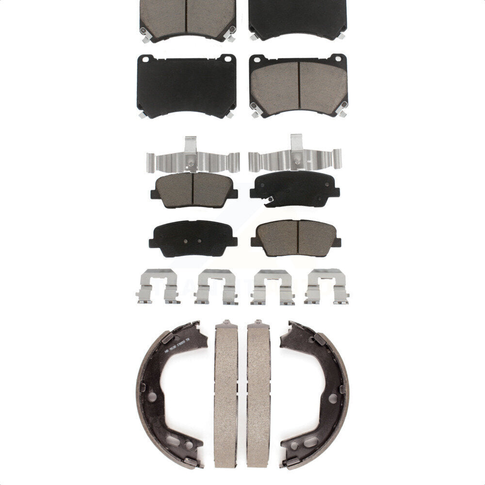 Ceramic Brake Pads And Parking Shoes Front Rear Kit For Hyundai Genesis Equus