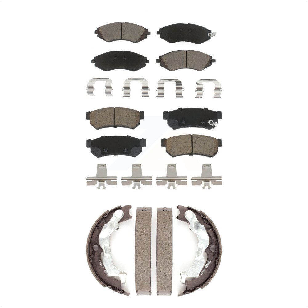 Ceramic Brake Pads Parking Shoes Front Rear Kit For 2014-2015 Chevrolet Spark EV