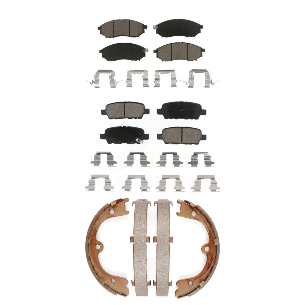 Ceramic Brake Pads Parking Shoes Front Rear Kit For 2006-2008 INFINITI FX35 FX45