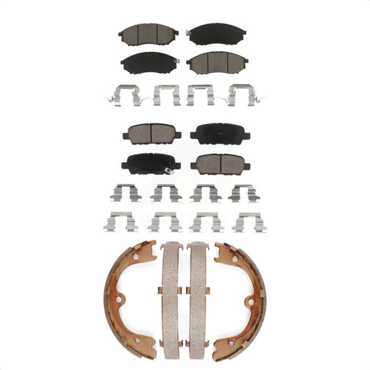 Ceramic Brake Pads Parking Shoes Front Rear Kit For 2006-2008 INFINITI FX35 FX45