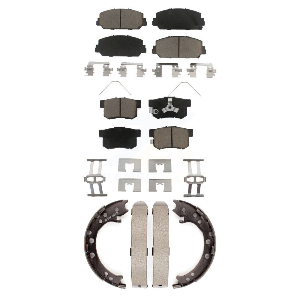 Ceramic Brake Pads And Parking Shoes Front Rear Kit For 2013-2018 Acura RDX