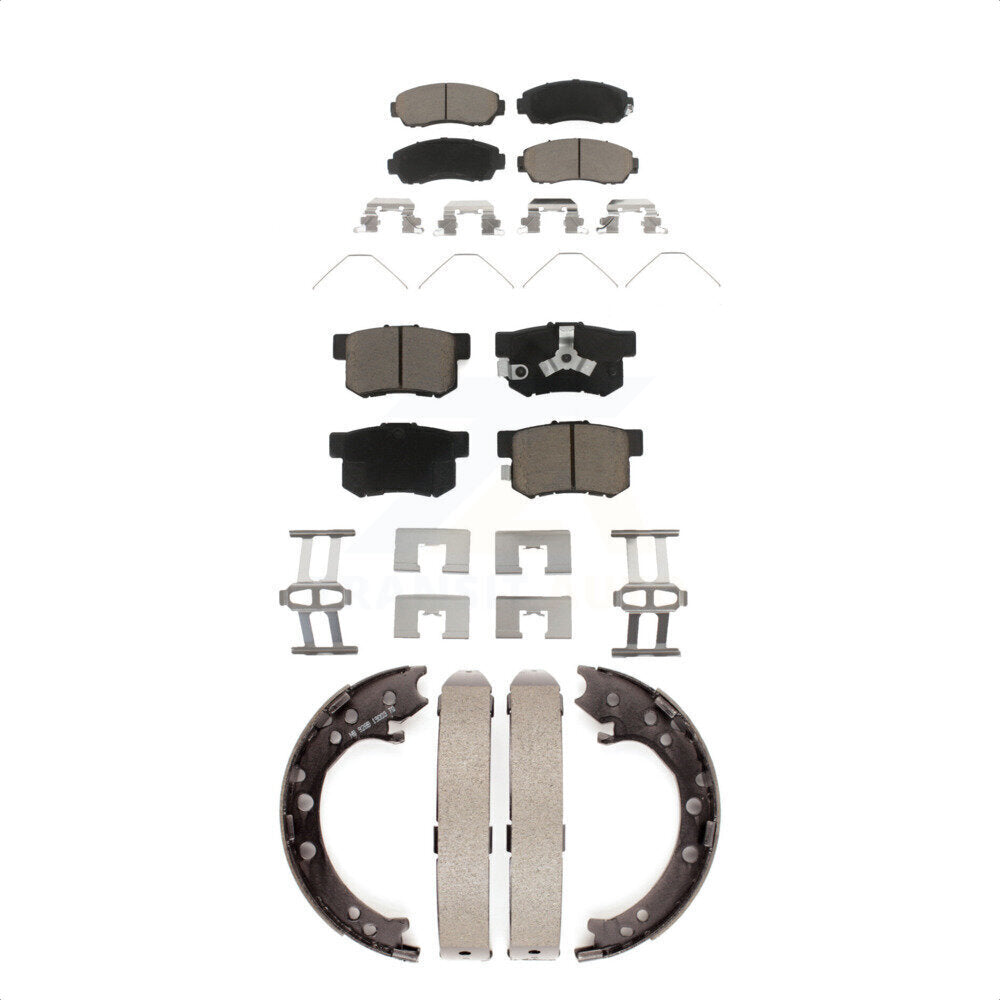 Ceramic Brake Pads And Parking Shoes Front Rear Kit For 2012-2016 Honda CR-V AWD