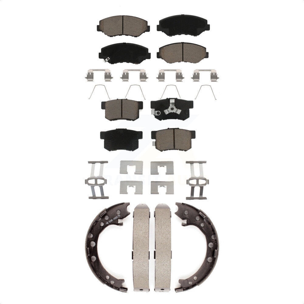 Ceramic Brake Pads And Parking Shoes Front Rear Kit For 2012-2016 Honda CR-V FWD