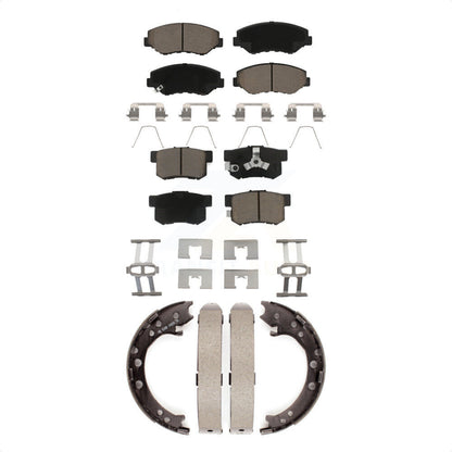 Ceramic Brake Pads And Parking Shoes Front Rear Kit For 2012-2016 Honda CR-V FWD