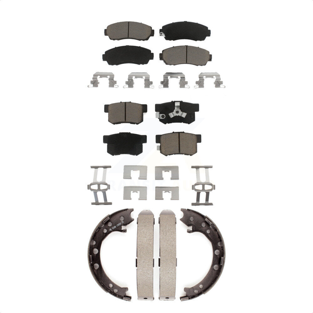 Ceramic Brake Pads And Parking Shoes Front Rear Kit For Honda CR-V Acura RDX