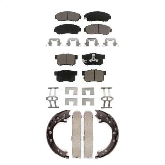 Ceramic Brake Pads And Parking Shoes Front Rear Kit For Honda CR-V Acura RDX