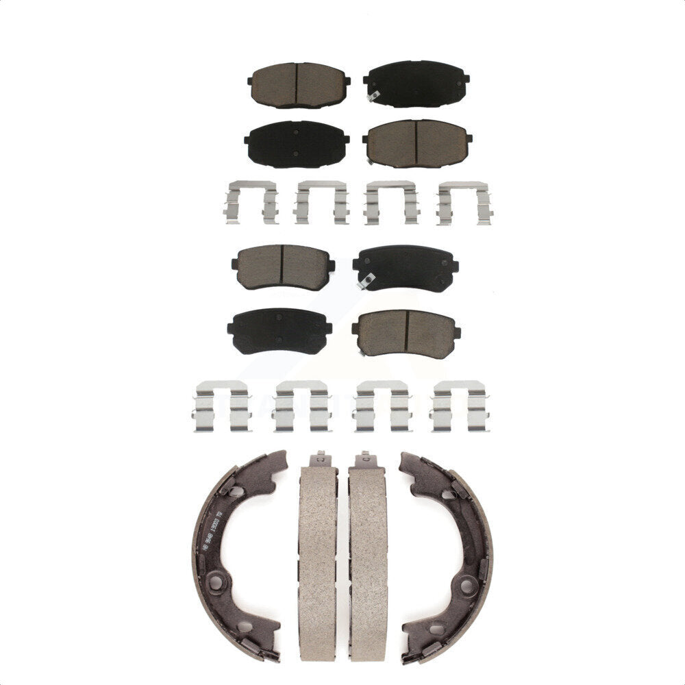 Ceramic Brake Pads And Parking Shoes Front Rear Kit For Hyundai Elantra