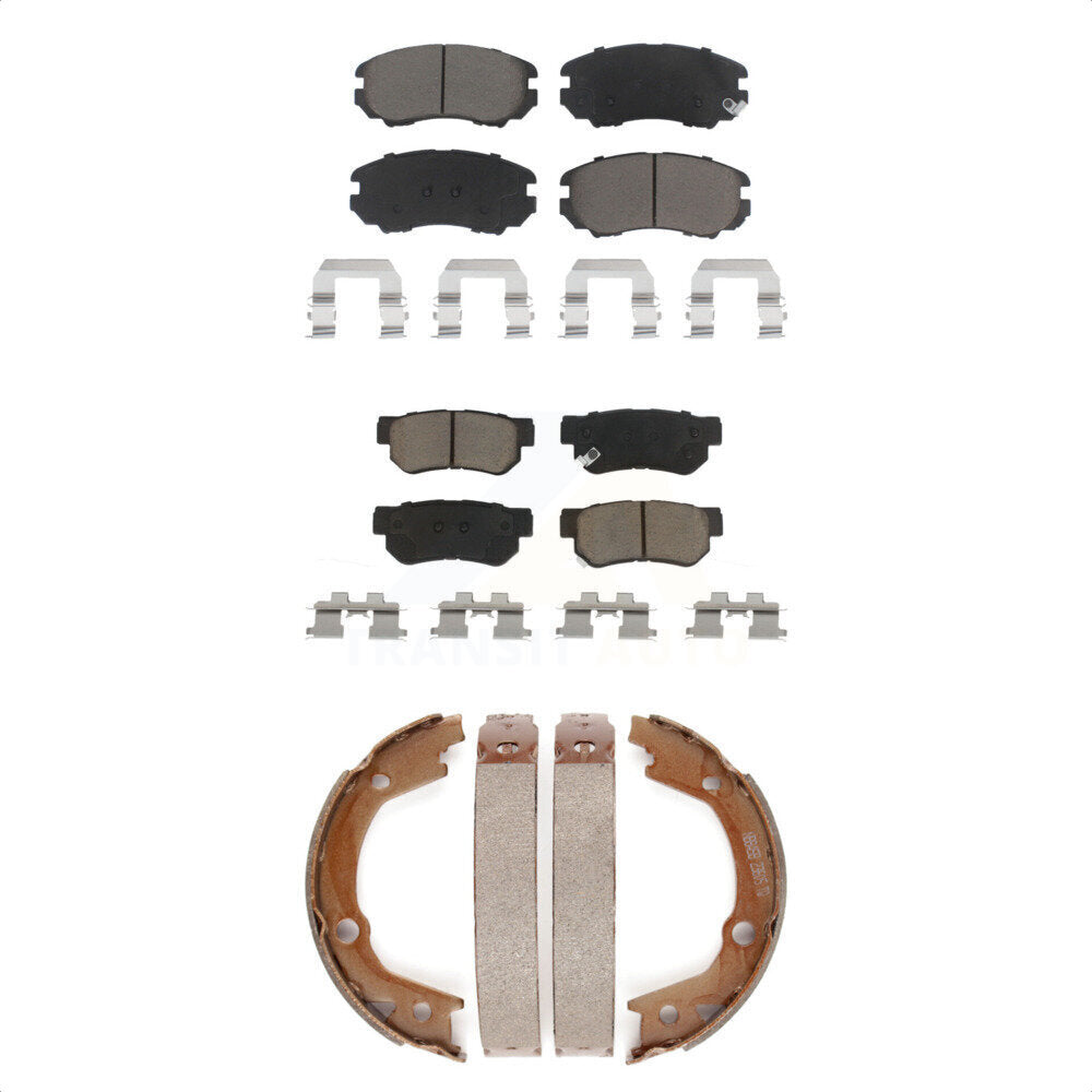 Ceramic Brake Pads & Parking Shoes Front Rear Kit For Hyundai Elantra Tucson Kia