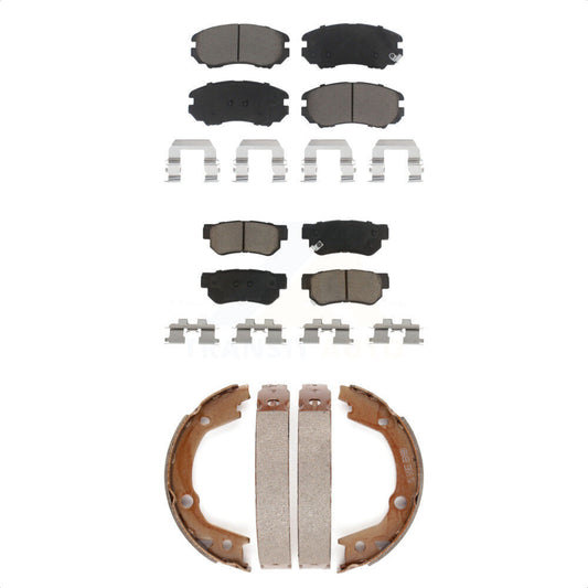 Ceramic Brake Pads & Parking Shoes Front Rear Kit For Hyundai Elantra Tucson Kia