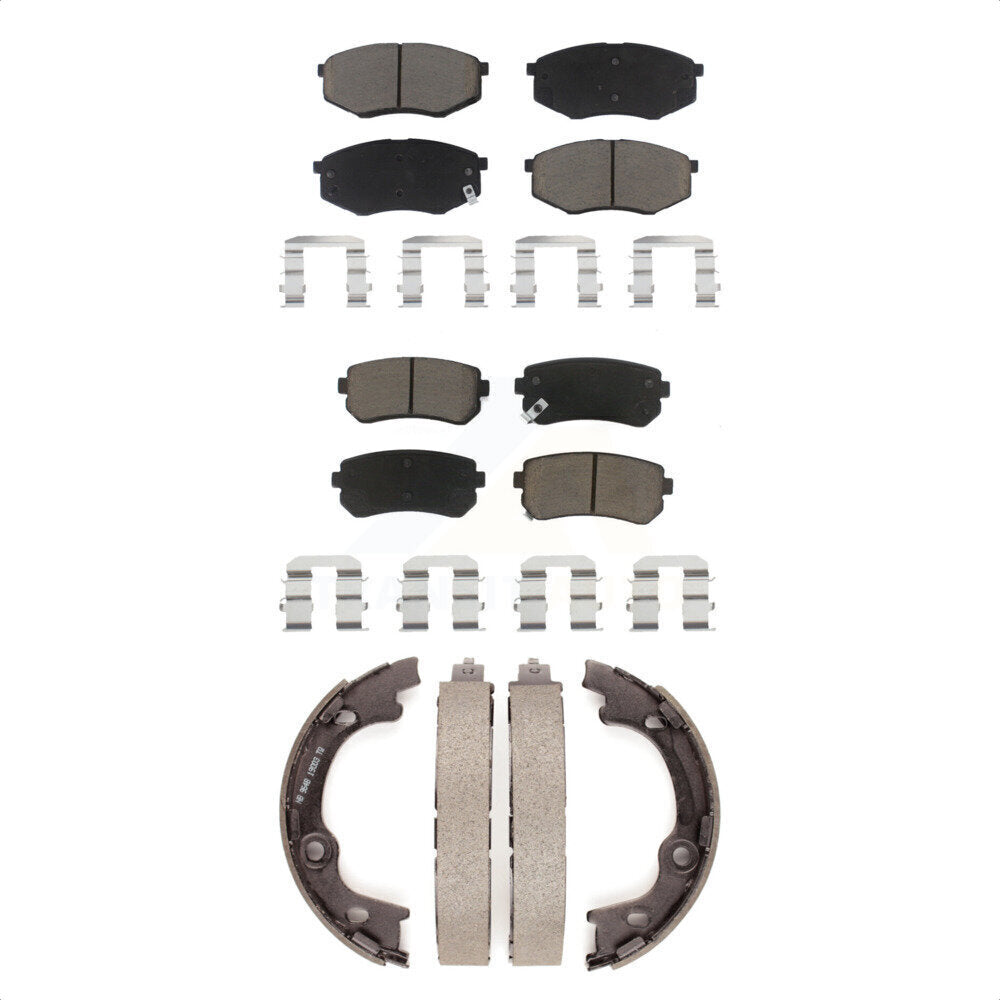 Ceramic Brake Pads Parking Shoes Front Rear Kit For 2010-2012 Hyundai Tucson FWD