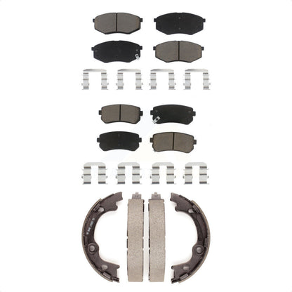 Ceramic Brake Pads Parking Shoes Front Rear Kit For 2010-2012 Hyundai Tucson FWD