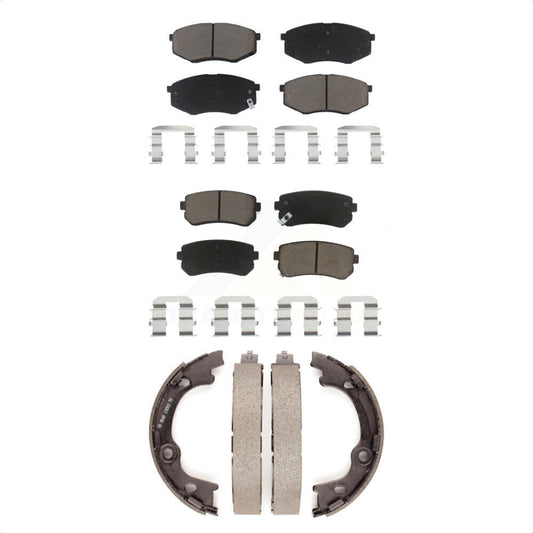 Ceramic Brake Pads Parking Shoes Front Rear Kit For 2010-2012 Hyundai Tucson FWD