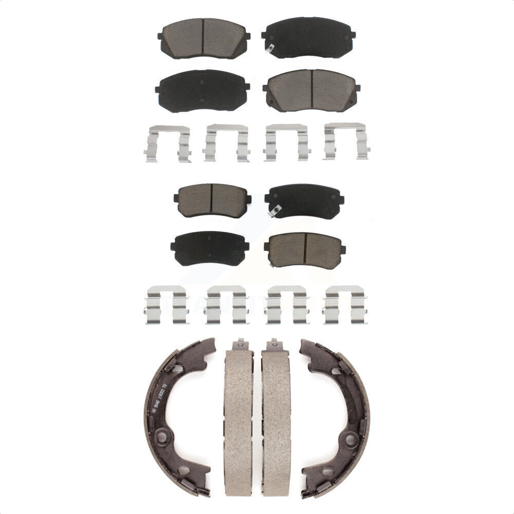 Ceramic Brake Pads Parking Shoes Front Rear Kit For 2013-2015 Hyundai Tucson FWD