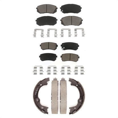 Ceramic Brake Pads Parking Shoes Front Rear Kit For 2013-2015 Hyundai Tucson FWD