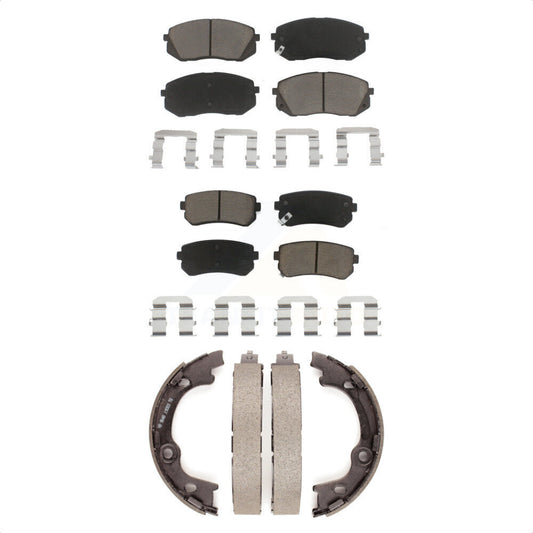 Ceramic Brake Pads Parking Shoes Front Rear Kit For 2013-2015 Hyundai Tucson FWD