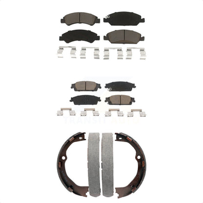 Ceramic Brake Pads Parking Shoes Front Rear Kit For GMC Chevrolet Sierra 1500 LD