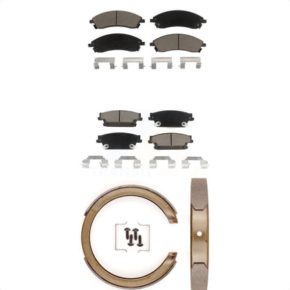 Ceramic Brake Pads And Parking Shoes Front Rear Kit For Cadillac STS