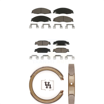 Ceramic Brake Pads And Parking Shoes Front Rear Kit For Cadillac STS
