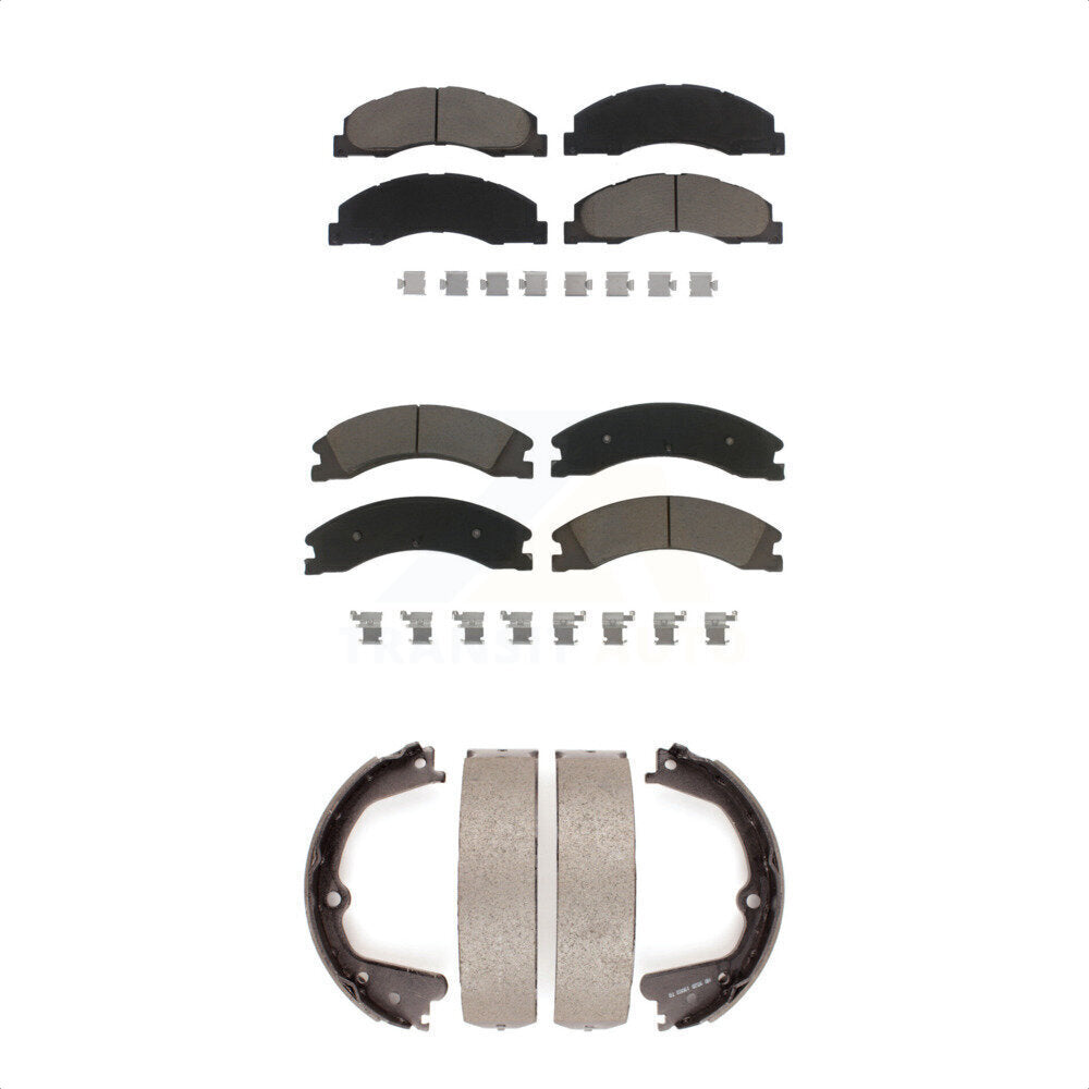 Ceramic Brake Pads And Parking Shoes Front Rear Kit For Ford E-450 Super Duty