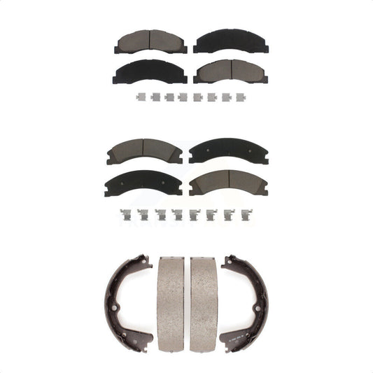 Ceramic Brake Pads And Parking Shoes Front Rear Kit For Ford E-450 Super Duty