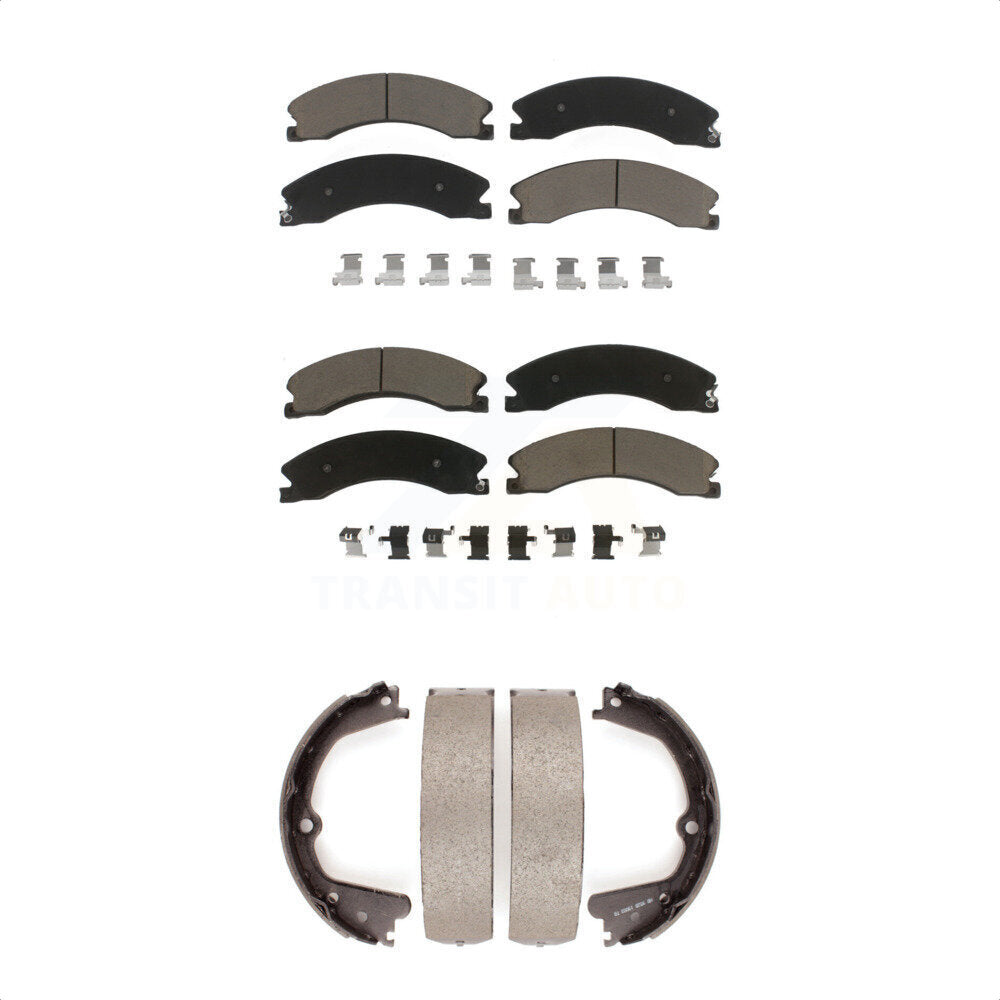 Ceramic Brake Pads Parking Shoe Front Rear Kit For Nissan NV2500 TITAN XD NV3500