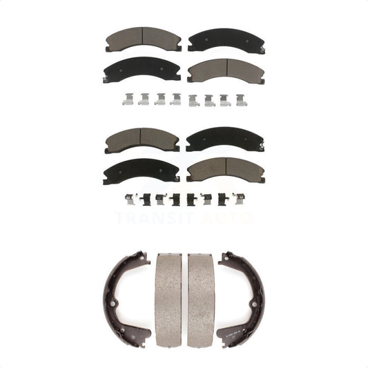 Ceramic Brake Pads Parking Shoe Front Rear Kit For Nissan NV2500 TITAN XD NV3500