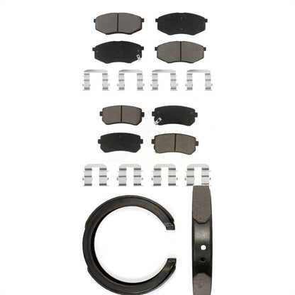 Ceramic Brake Pads And Parking Shoes Front Rear Kit For 2011 Kia Sportage FWD