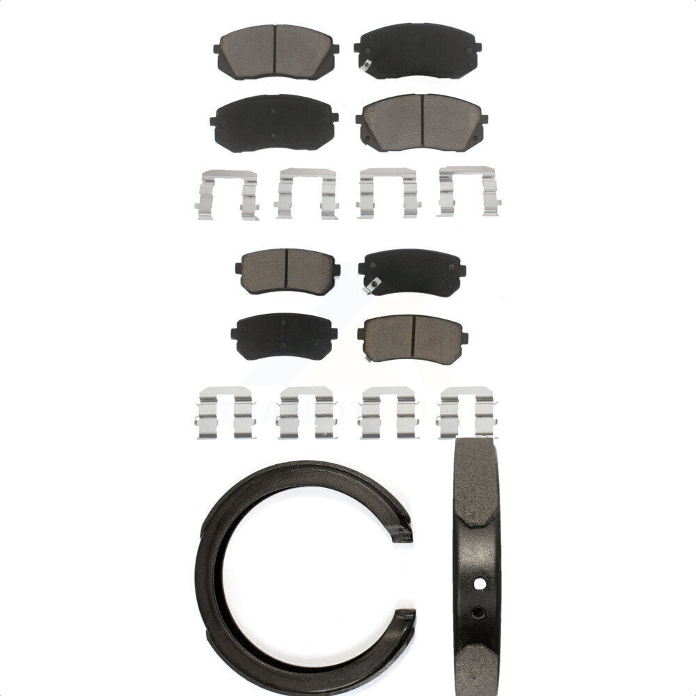 Ceramic Brake Pads & Parking Shoe Front Rear Kit For Hyundai Tucson Kia Sportage