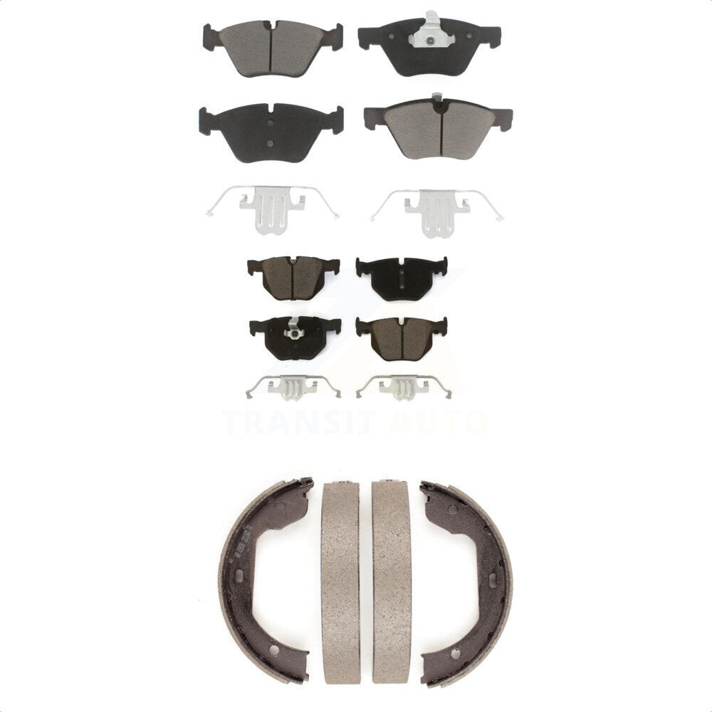 Ceramic Brake Pads And Parking Shoes Front Rear Kit For BMW 525i